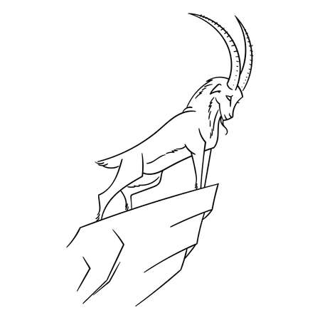 Vector illustration with mountain goat. Climbing turのイラスト素材