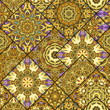 Seamless mandala pattern. Vector endless illustration in oriental styleのイラスト素材