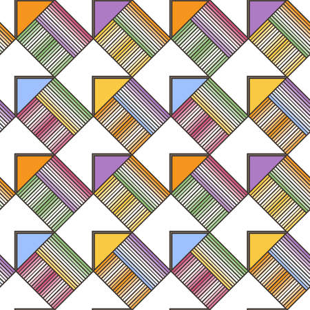 Seamless square pattern. Abstract stripes endless background. Vector regular texture for printsのイラスト素材