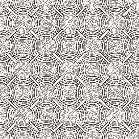 Seamless pattern with tribal boho ornate circle ornament. Vector trendy patternのイラスト素材