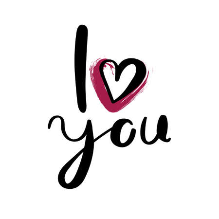 I love you. Hand drawn vector lettering phrase. Modern motivating calligraphy Vector illustration.のイラスト素材
