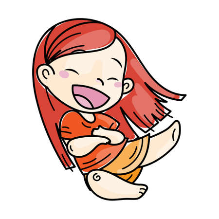 Cute cartoon lined kids. Vector and illustration.のイラスト素材