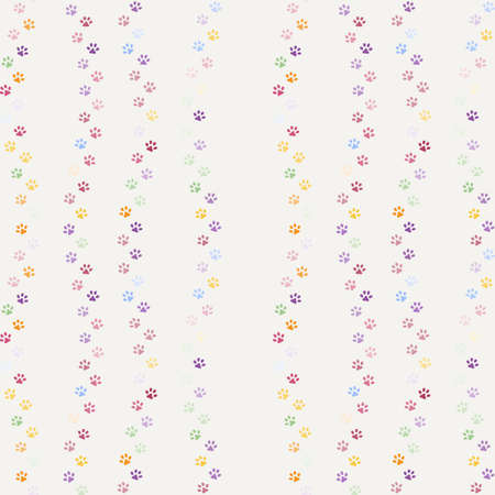 Seamless colorful pattern of cat or dog footprint. Stylish vector print.のイラスト素材
