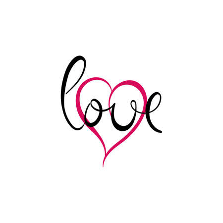 Valentine's Love text for prints, designs, cards, clothes and tattoo. Badge tag icon. Vector lettering inspirational quote, typography invitation banner.のイラスト素材