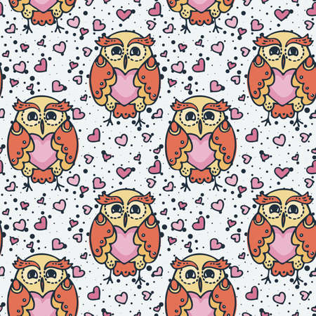 Seamless cute childish pattern with hand drawn cute animals. Creative doodle kids texture for fabric, wrapping, textile, wallpaper, prints, apparel. Vector illustrationのイラスト素材