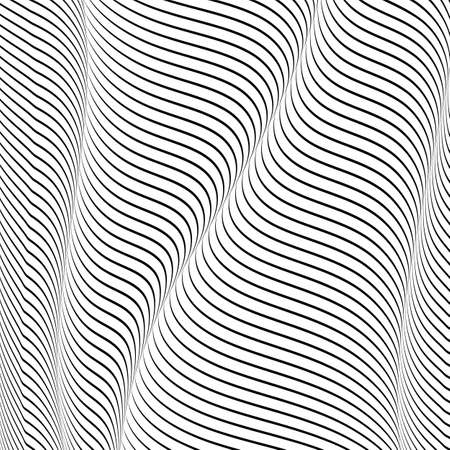 Abstract wavy background, optical art, opart striped. Vector waves, geometry ripple line stripesのイラスト素材