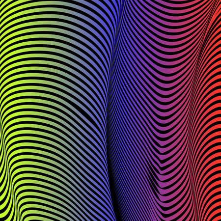 Abstract acid color wavy background, optical art, opart striped. Neon gradient. Vector waves, geometry line stripesのイラスト素材