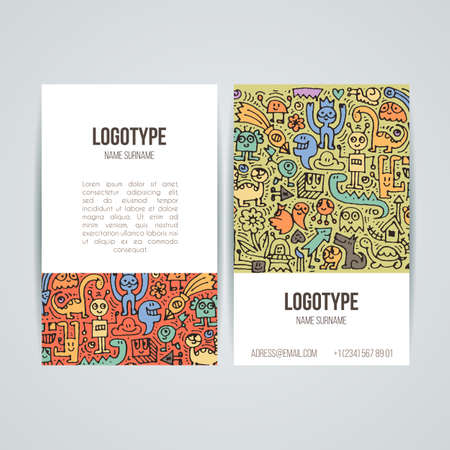 Doodle colorful hand drawn for kids and play. Cartoon design artistic print templatesのイラスト素材