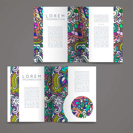 Doodle colorful template hand drawn for kids and play. Cartoon design artistic print. Vector setのイラスト素材