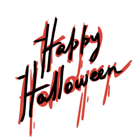 Halloween doodle calligraphy text. Hand drawn ink lettering. Banner template for holiday shopping. Vector Illustrationのイラスト素材