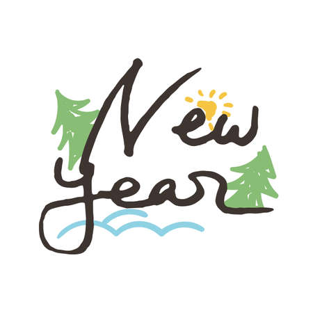 New Year. Holiday vector illustration. Vintage festive label.のイラスト素材