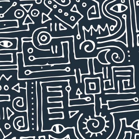 Geometric digital lines and dots. Doodle network connection pattern. Cell abstraction vector illustration for print and web designのイラスト素材