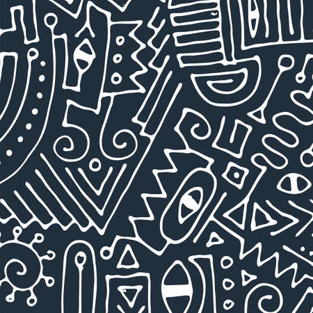 Geometric digital lines and dots. Doodle network connection pattern. Cell abstraction vector illustration for print and web designのイラスト素材