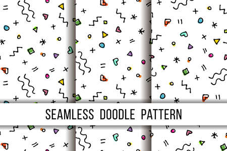 Set of seamless modern pattern. Geometry fabric sample. Abstract illustrationのイラスト素材