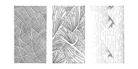 Set of hand drawn grunge textures. Artistic collection of rough graphic patterns, ethnic abstract lines, tribal ink symbols.のイラスト素材