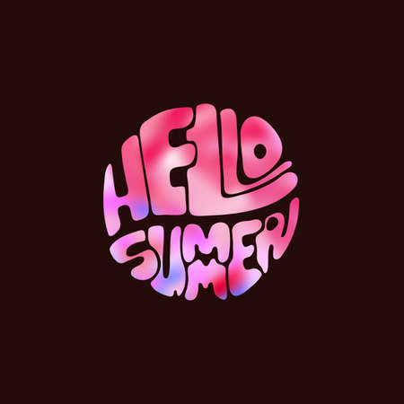 Hello Summer. Inspirational hand-lettering quote. Hipster hand drawn vintage illustration. Can be used as a print on t-shirts and bags, stationary or poster, cards and designs.のイラスト素材