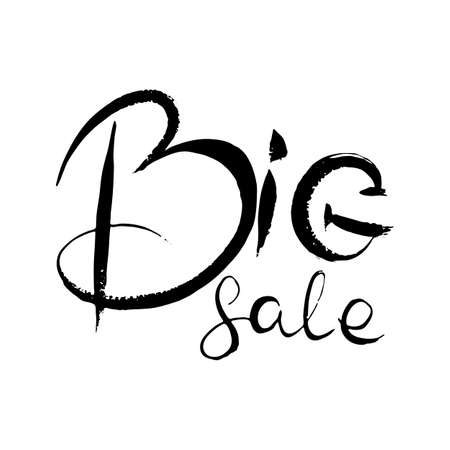 Big Sale. Hand lettering grunge card with textured handcrafted doodle letters in retro style. Hand-drawn vintage vector typography illustrationのイラスト素材