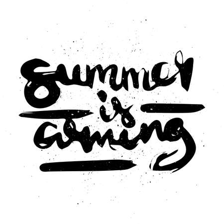 Summer Is Coming. Vector motivational phrase. Hand drawn ornate lettering. Hand drawn doodle printのイラスト素材
