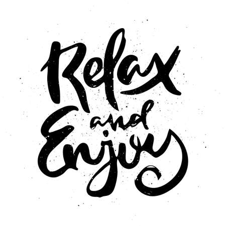 Relax And Enjoy. Vector motivational phrase. Hand drawn ornate lettering. Hand drawn doodle printのイラスト素材