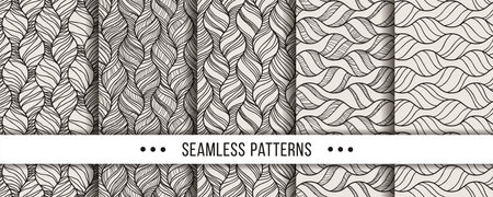 Set of strict, minimalistic seamless patterns. Collection for coloring pages, tectile prints, decor, designのイラスト素材