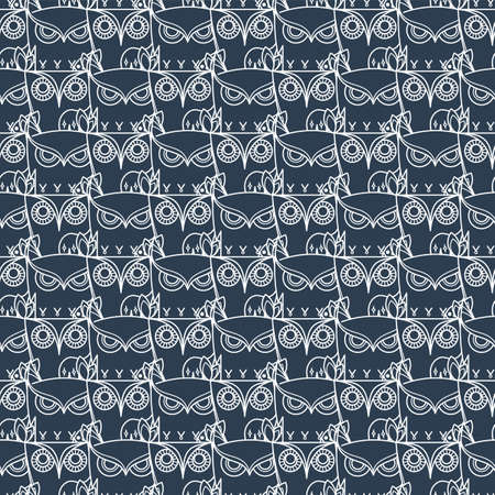 Seamless doodle owl pattern. Cute print for kids, scrap and other. Vector endless illustrationのイラスト素材