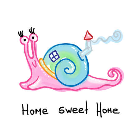 Home Sweet Home. Watercolor Sanil in Cozy Sweet Home. Trace Vector Illustrationのイラスト素材