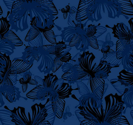 Seamless background with butterfliesのイラスト素材