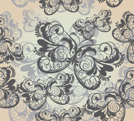 vintage seamless background with butterfliesのイラスト素材