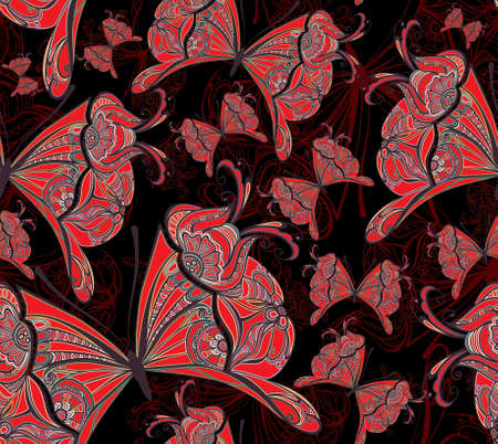 seamless background with butterfliesのイラスト素材