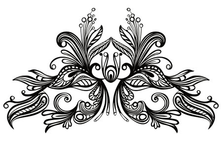 Black and white floral pattern for coloring book, page. Vector illustrationのイラスト素材