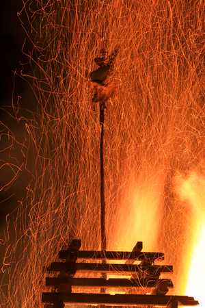 Big huge traditional fire. Burning of witches in a bonfire.の写真素材