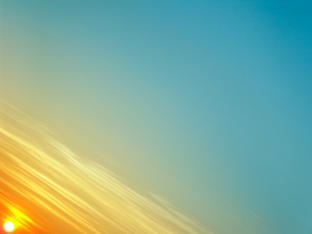 Beautiful sky with linear clouds at sunset timeの写真素材