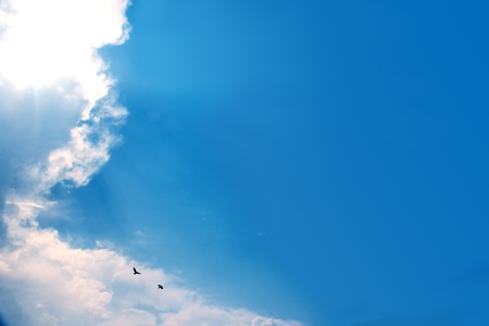 Nice clouds in blue sky for backgroundの写真素材