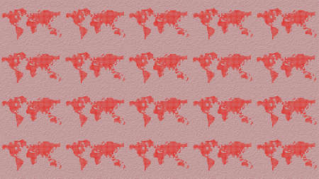 World map seamless pattern on red background. flat design.