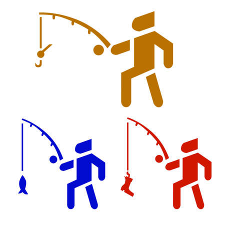 Fisherman activity background set in vector iconのイラスト素材