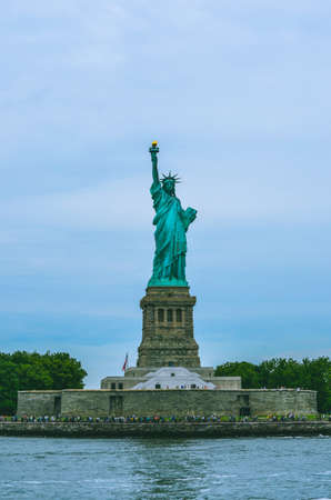 Statue of Liberty New York. Cropped shot of statue and base. Taken from tour boat.の写真素材