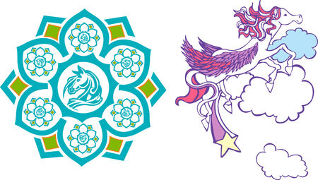 unicorn flower cartoonのイラスト素材