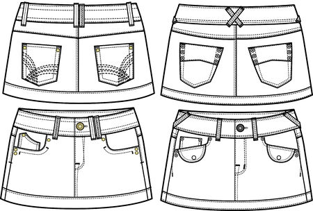 lady denim skirtのイラスト素材