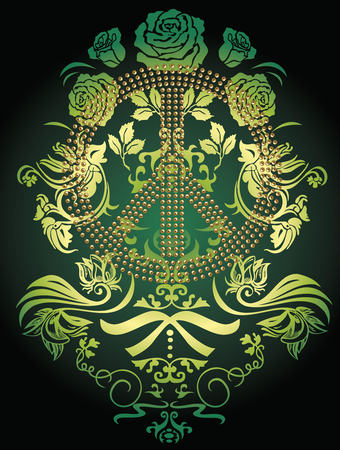 peaceful fancy flower logo emblemのイラスト素材