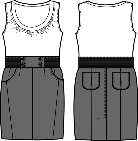 lady fasion a-line dressのイラスト素材