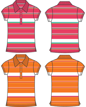 lady fashion stripe pattern polo のイラスト素材