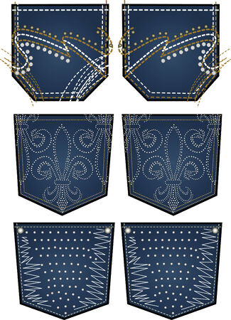 stone embroidery for back pocketのイラスト素材