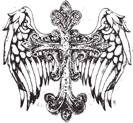 royal cross symbol with wingのイラスト素材