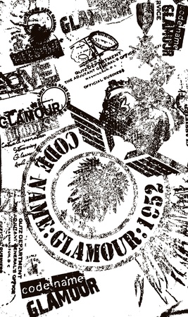 artistic eagle stamp patternのイラスト素材