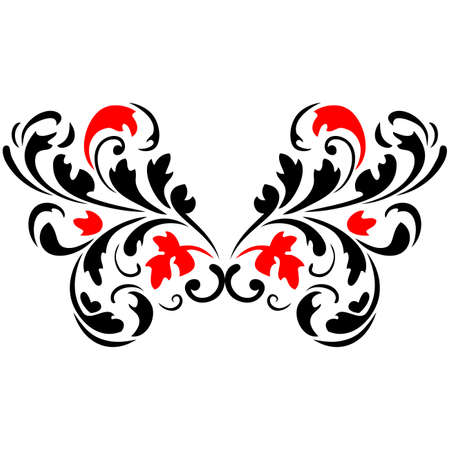 Abstract flower pattern3  Red and Black  Vectorのイラスト素材