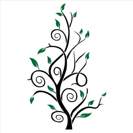 Abstract tree color silhouette  Green and black  Vectorのイラスト素材