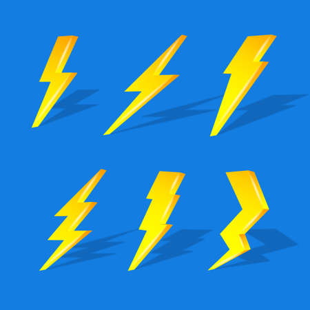 3D lightning on blue backgroundのイラスト素材