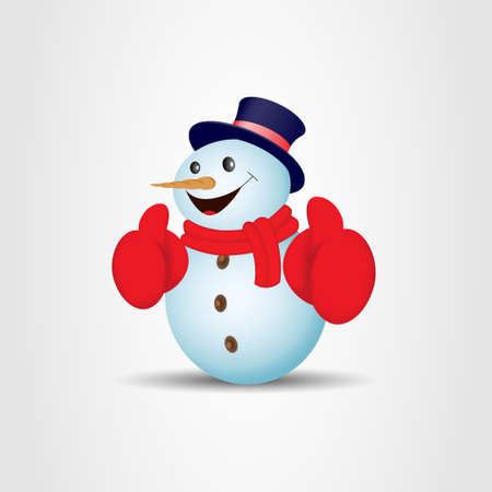 Positive snowman on gray background. Vector illustrationのイラスト素材