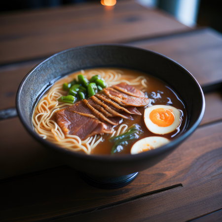japanese cuisine. japanese ramen on the tableの素材