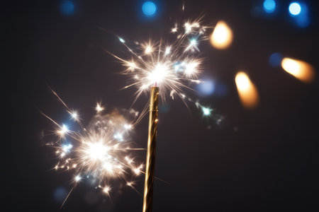Sparkler on a dark background. New Year's Eve.の素材